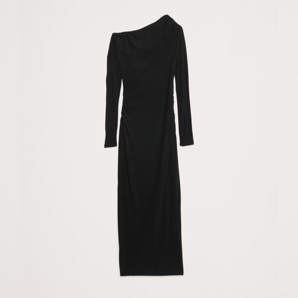 NWT! Banana Republic Peridot Green Jersey Knit Asymmetrical Draped Maxi Dress 🧶 - Picture 8 of 9